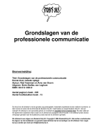Grondslagen van de professionele communicatie Samenvatting 