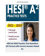 HESI A2 2023 Practice Test Questions (55 Terms) with Correct Answers Rated A+.
