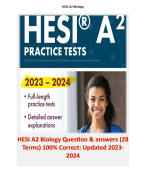HESI A2 Biology/ HESI Exit V2 Study Guide & HESI A2 2023 Practice Test & more 