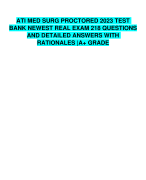 ATI MED SURG PROCTORED 2023 TEST BANK NEWEST REAL EXAM 218 QUESTIONS AND DETAILED ANSWERS WITH RATIONALES |A+ GRADE