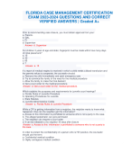 FLORIDA CASE MANAGEMENT CERTIFICATION EXAM 2023-2024 QUESTIONS AND CORRECT VERIFIED ANSWERS | Graded A+