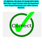ATI MENTAL RN HEALTH EXAM WITH NGN  2024 New Latest Version with All Questions  from Actual Past Exam and 100% Correct  Answers