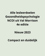 Samenvatting alle lesleerdoelen Gezondheidspsychologie Val Morrison 4e editie nieuw 2023