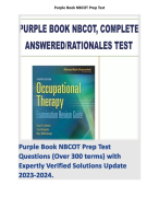 Purple Book NBCOT Prep Test Questions (Over 300 terms) with Expertly Verified Solutions Update 2023-2024. 