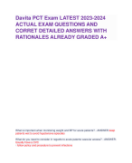 Davita PCT Exam LATEST 2023-2024 ACTUAL EXAM QUESTIONS AND CORRET DETAILED ANSWERS WITH RATIONALES ALREADY GRADED A+