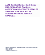 AAAE Certified Member Study Guide 2023-2024 ACTUAL EXAM 350 QUESTIONS AND CORRECT DETAILED ANSWERS WITH RATIONALES VERIFIED ANSWERS ALREADY GRADED A+