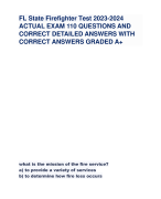 FL State Firefighter Test 2023-2024 ACTUAL EXAM 110 QUESTIONS AND CORRECT DETAILED ANSWERS WITH CORRECT ANSWERS GRADED A+