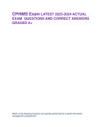 CPHIMS Exam LATEST 2023-2024 ACTUAL EXAM QUESTIONS AND CORRECT ANSWERS GRADED A+