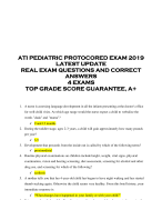 ATI PEDIATRIC PROTOCORED EXAM 2019  LATEST UPDATE  REAL EXAM QUESTIONS AND CORRECT  ANSWERS  4 EXAMS  TOP GRADE SCORE GUARANTEE, A+