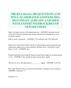 NBCRNA Review 400 QUESTIONS AND WELL ELABORATED ANSWERS 2023- 2024 UPDATE ALREADY A GRADED WITH EXPERT FEEDBACK|BRAND NEW