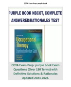 COTA Exam Prep: purple book Exam Questions (Over 150 Terms) with Definitive Solutions & Rationales Updated 2023-2024.