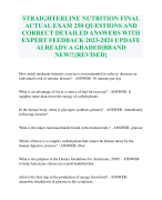 STRAIGHTERLINE NUTRITION FINAL ACTUAL EXAM 250 QUESTIONS AND CORRECT DETAILED ANSWERS WITH EXPERT FEEDBACK 2023-2024 UPDATE ALREADY A GRADED|BRAND NEW!!