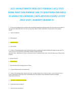 2023 0B MATERNITY HESI EXIT VERSION 2 (V2) TEST BANK: NEXT GEN FORMAT (ALL 55 QUESTIONS AND WELL ELABORATED ANSWERS (100% REVISED EXAM) LATEST 2023-2024 | ALREADY GRADED A+