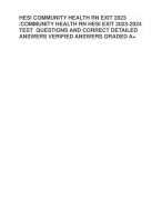 HESI COMMUNITY HEALTH RN EXIT 2023 /COMMUNITY HEALTH RN HESI EXIT 2023-2024 TEST  QUESTIONS AND CORRECT DETAILED ANSWERS VERIFIED ANSWERS GRADED A+