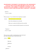 RASMUSSEN UNIVERSITY NUR 2092 HEALTH ASSESSMENT ACTUAL FINAL EXAM 2023-2024 REAL EXAM ALL 100 QUESTIONS AND CORRECT VERIFIED ANSWERS (ACTUAL EXAM) LATEST UPDATES 2023-2024 | ALREADY A GRADED