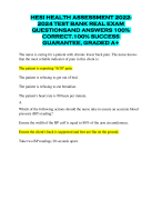 HESI HEALTH ASSESSMENT 2022- 2024 TEST BANK REAL EXAM  QUESTIONS AND ANSWERS 100%  CORRECT.100% SUCCESS  GUARANTEE, GRADED A+