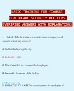 BASIC TRAINING FOR  HEALTHCARE SECURITY OFFICERS (VERIFIED ANSWERS WITH EXPLANATION) 
