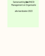 Samenvatting NCOI Management en Organisatie met alle lesdoelen van 2023