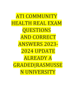 ATI COMMUNITY  HEALTH REAL EXAM  QUESTIONS AND CORRECT  ANSWERS 2023- 2024 UPDATE ALREADY A  GRADED|RASMUSSE N UNIVERSITY