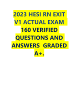 2023 HESI RN EXIT V1 ACTUAL EXAM 160 VERIFIED QUESTIONS AND ANSWERS GRADED A+.