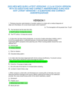 2023 HESI MED SURG LATEST VERSIONS 1,2,3,4 & 5 EACH VERSION WITH 55 QUESTIONS AND CORRECT ANSWERS/MED SURG HESI EXIT LATEST VERSIONS 1-5 QUESTIONS AND CORRECT ANSWERS|AGRADE 