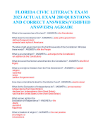 FLORIDA CIVIC LITERACY EXAM 2023 ACTUAL EXAM 200 QUESTIONS AND CORRECT ANSWERS(VERIFIED ANSWERS) AGRADE