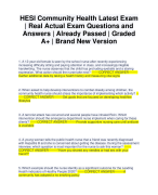 HESI Community Health RN Exit Exam Actual Exam Questions and Answers | Latest Update 2024 Version | Already Passed | Brand New Version!