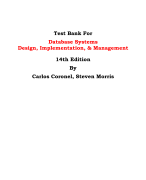 Test Bank For Database Systems Design, Implementation, & Management 14th Edition By Carlos Coronel, 