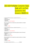 2023-2024 FireFighter Complete Study Guide with verified Questions And Answers GRADED A+