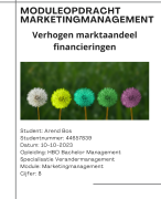NCOI moduleopdracht Marketingmanagement 2023 - Verandermanagement HBO - Verhogen marktaandeel maatwerkfinancieringen - geslaag d met een 8 en feedback aanwezig