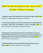CRCR Test Review Questions and Answers Latest 2023