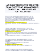 ATI COMPREHENSIVE PREDICTOR EXAM QUESTIONS AND ANSWERS | GRADED A+ | LATEST UPDATE | JUST RELEASED