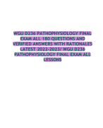 WGU D236 PATHOPHYSIOLOGY FINAL EXAM ALL 180 QUESTIONS AND  ANSWERS  2022-2023