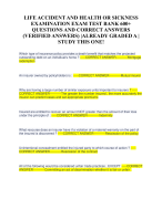 LIFE ACCIDENT AND HEALTH OR SICKNESS EXAMINATION EXAM TEST BANK 600+ QUESTIONS AND CORRECT ANSWERS (VERIFIED ANSWERS) |ALREADY GRADED A | STUDY THIS ONE!