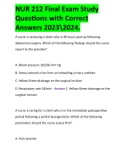 NUR 212 Final Exam Study Questions with Correct Answers 2023\2024.