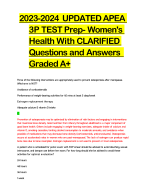2023-2024  UPDATED APEA 3P TEST Prep- Women's Health With CLARIFIED Questions and Answers  Graded A+