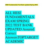 ALL HESI  FUNDAMENTALS  EXAM SPRING  2022.TEST BANK  UPDATED Assured  Correct  AnswersTOPTARGET  ACADEMIC