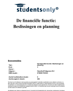 De financiële functie: beslissingen en planning Samenvatting