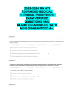 2023-2024 RN ATI ADVANCED MEDICAL SURGICAL PROCTORED  EXAM VERIFIED  QUESTIONS AND CLARIFIED ANSWERS  WITH NGN GUARANTEED A+.