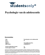 Psychologie van de Adolescent Samenvatting