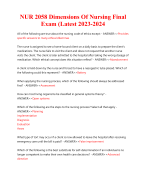 NUR 2058 Dimensions Of Nursing Final Exam (Latest 2023-2024
