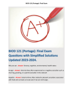 BIOD 121 (Portage): Final Exam Questions with Simplified Solutions Updated 2023-2024. 