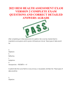 2023 HESI HEALTH ASSESSMENT EXAM VERSION 2 COMPLETE EXAM QUESTIONS AND CORRECT DETAILED ANSWERS AGRADE