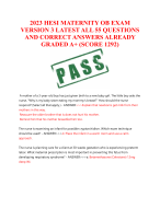 2023 HESI MATERNITY OB EXAM VERSION 3 LATEST ALL 55 QUESTIONS AND CORRECT ANSWERS ALREADY GRADED A+ (SCORE 1292)
