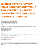 MS HESI RETAKE REVIEW EXAM CORRECT QUESTIONS AND VERIFIED  ANSWERS LATEST UPDATE  2023-2024 COMPLETE  A GRADE.
