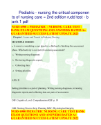  NURS 6900 = PEDIATRIC - NURSING CARE TEST -  BANK EXAM QUESTIONS AND ANSWERS RATED A+  GUARANTEED S