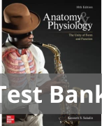 Anatomy & Physiology The Unity of Form and Function, 10th Edition by Saladin Test Bank
