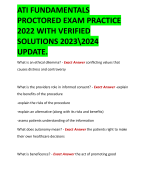 ATI FUNDAMENTALS PROCTORED EXAM PRACTICE 2022 WITH VERIFIED SOLUTIONS 2023\2024 UPDATE.