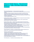 Edexcel GCSE History - Renaissance Medicine, 1500-1700 With Elaborated Answers