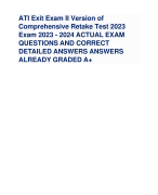ATI Exit Exam II Version of Comprehensive Retake Test 2023 Exam 2023 - 2024 ACTUAL EXAM QUESTIONS AND CORRECT DETAILED ANSWERS ANSWERS ALREADY GRADED A+